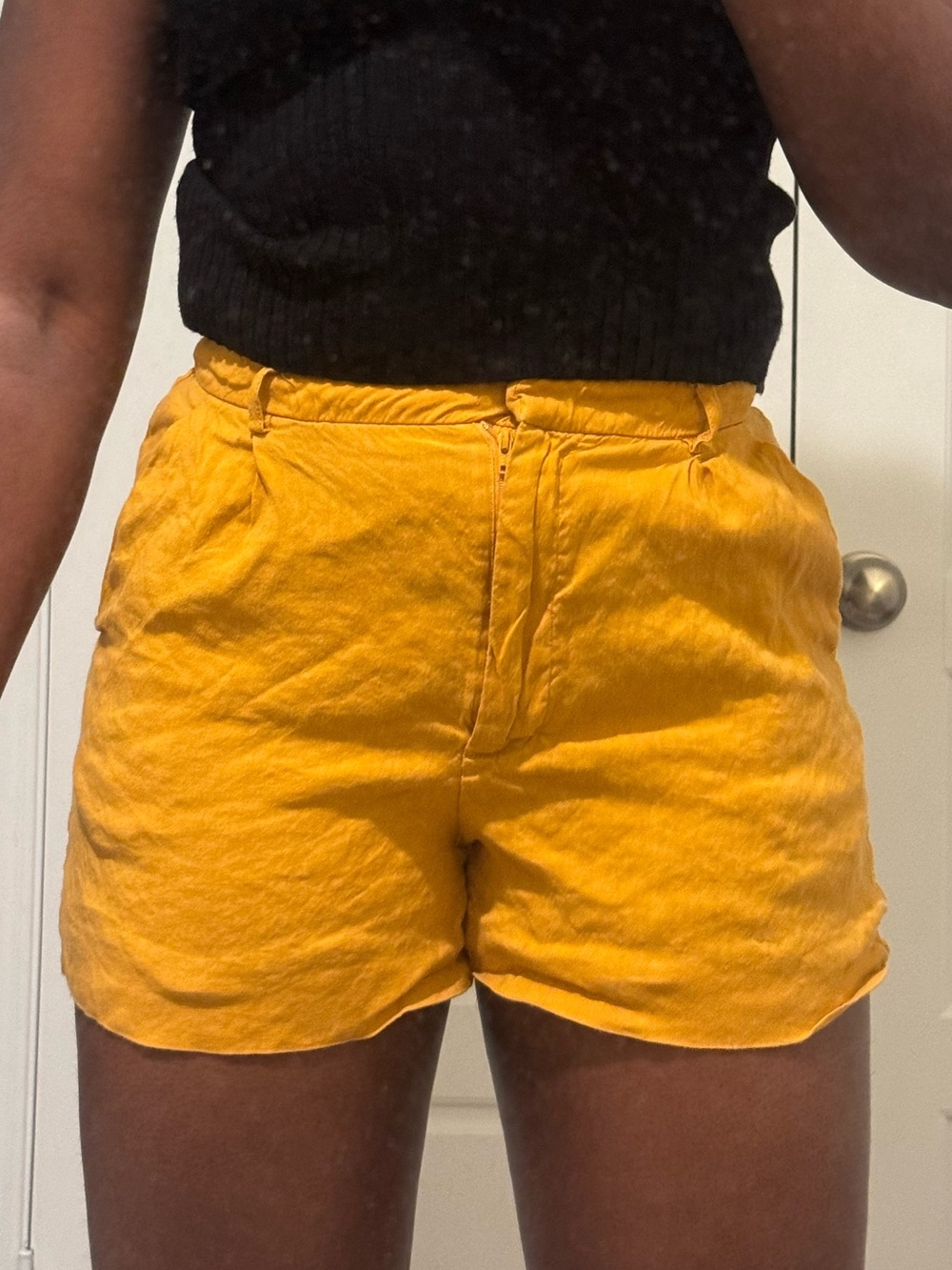 Antonio Melani mustard yellow linen shorts size S